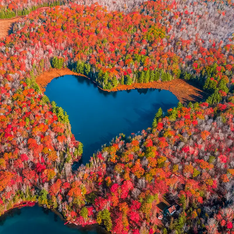 Heart shaped lake in Ontario, Canada